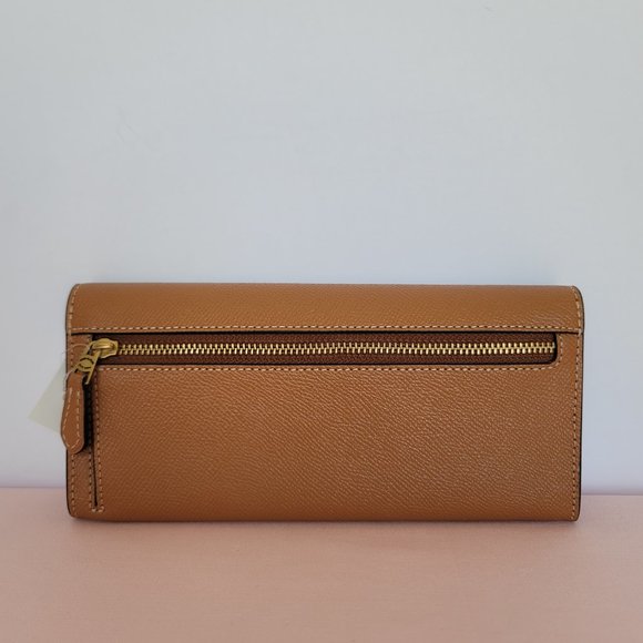 COACH Wyn Colorblocked Crossgrain Leather Large Wallet- Light Camel Multi⭐ - Picture 7 of 16